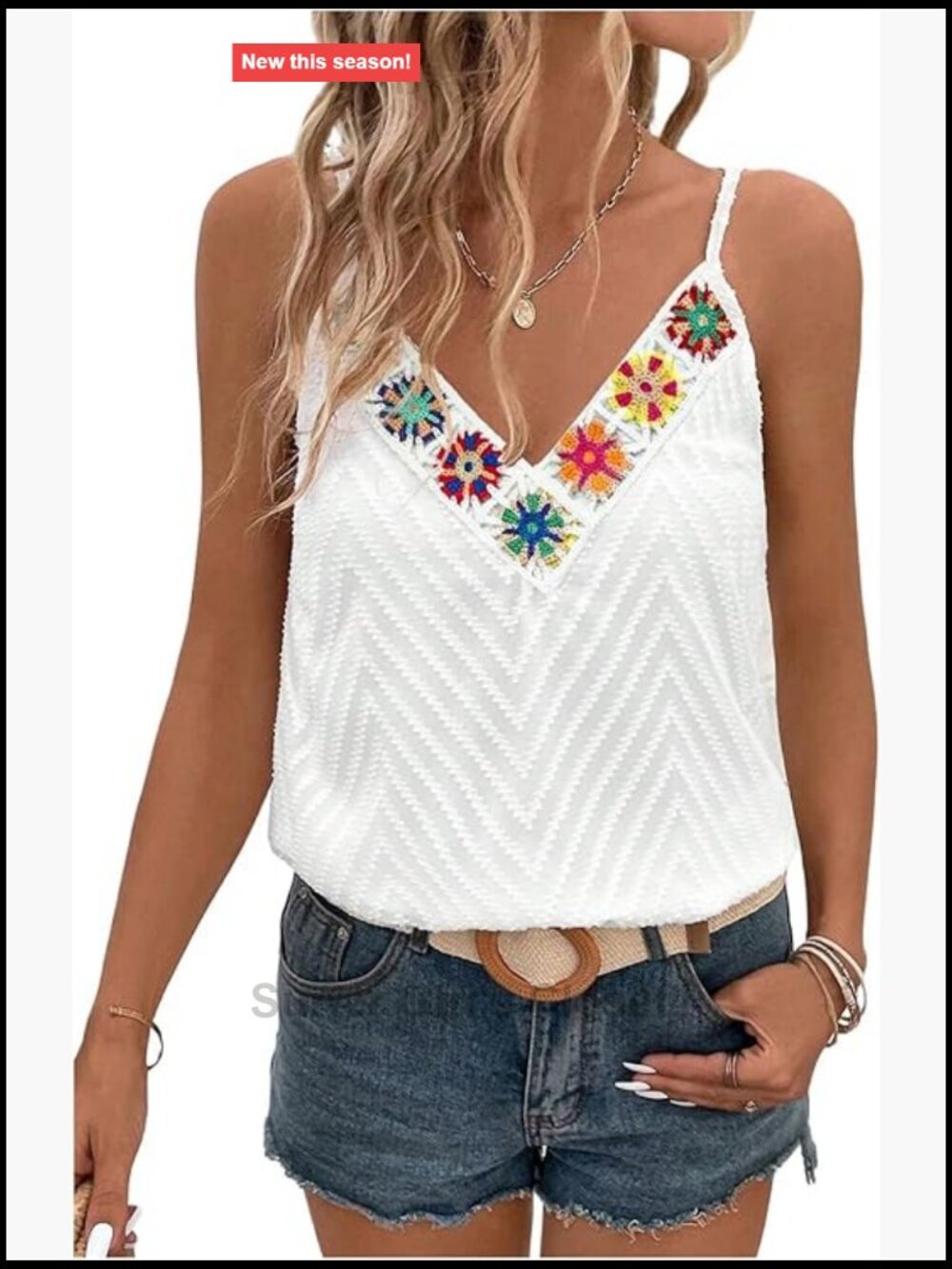 Women's Flowy Boho Floral Tank Top Sleeveless V-Neck Cotton Blend Summer Cami